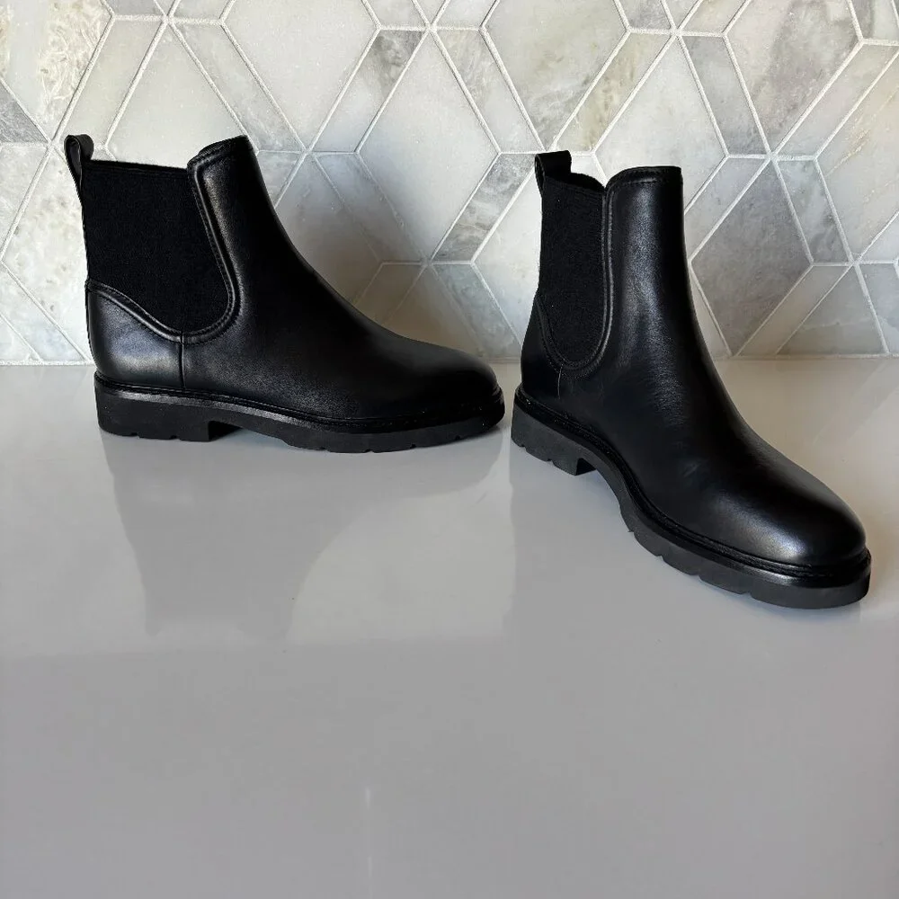 Vince Size 7.5M Black Wool Pull On Ankle Boot Rue Chelsea Boot Ankle Bootie - Picture 4 of 12